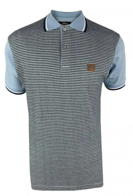 Trojan Birdseye Jacquard Panel Polo - Sky sold by DB3 Online