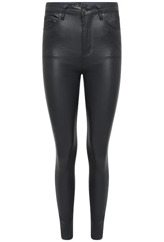 TOXIK3 H2380-8 REGULAR WAIST PU SKINNY JEANS - GREY made by DB3 Online