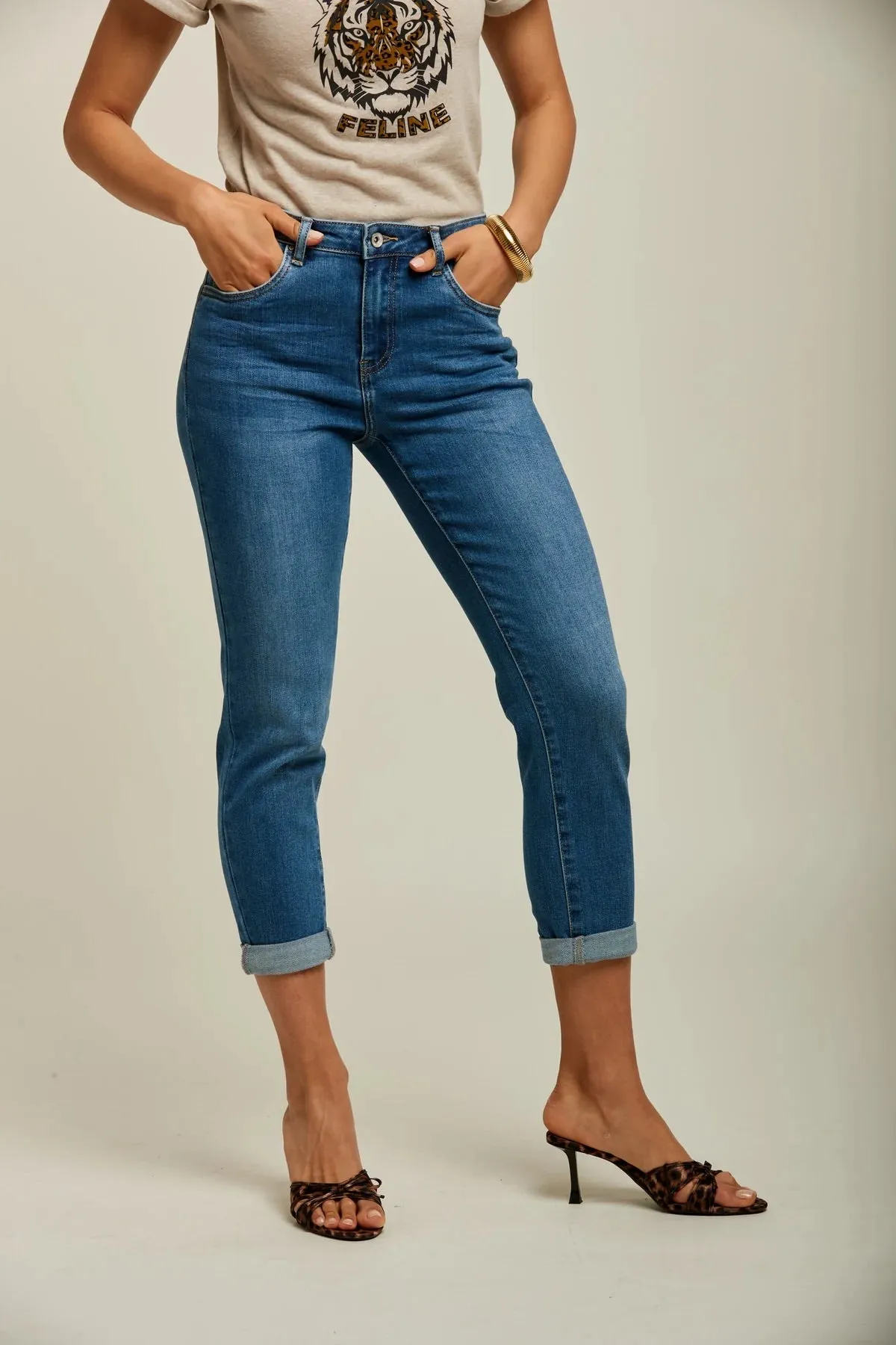 Toxik3 L20029-34 High Waist Boyfriend Jeans - Blue sold by DB3 Online product image thumbnail 4