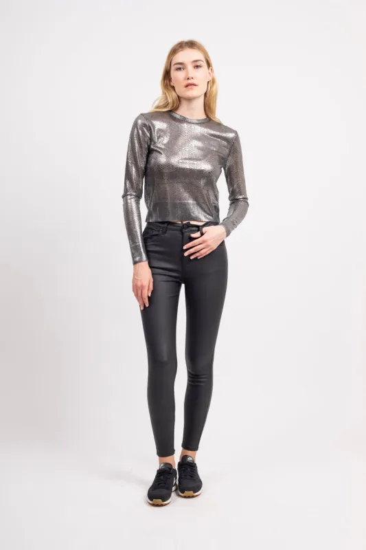 Toxik3 H2545 Matte Coated PU Skinny Jeans - Black made by DB3 Online