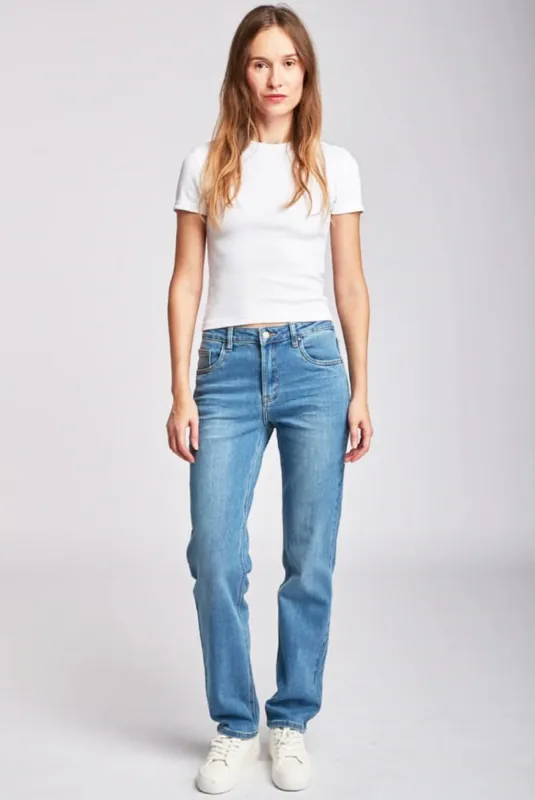 Toxik3 L21274-3 Regular Waist Straight Cut Jeans - Mid Blue sold by DB3 Online