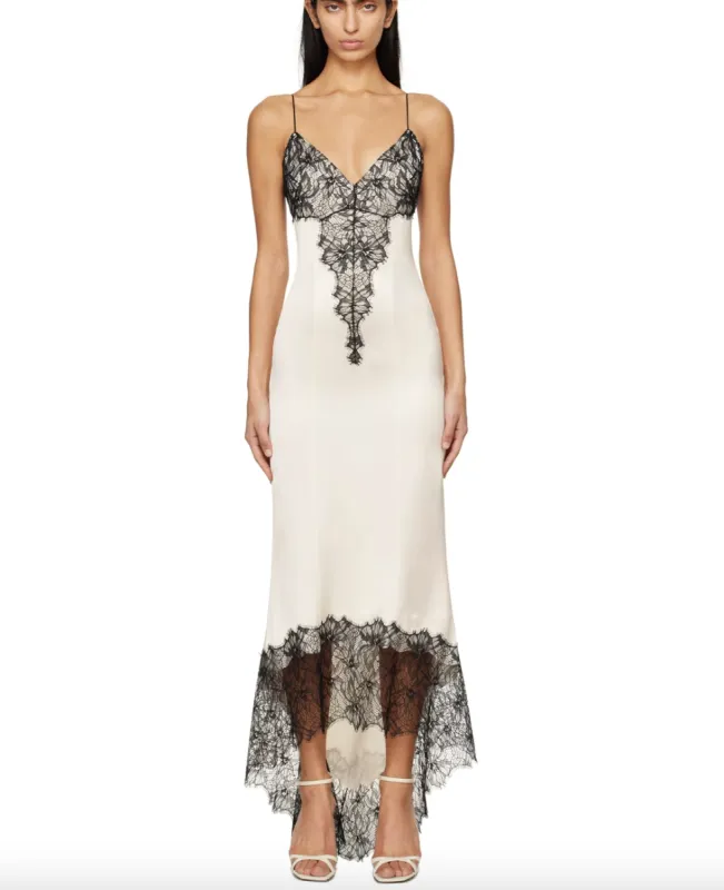 Balmain Off-White & Black Lace Midi Dress sold by DYLANLEX