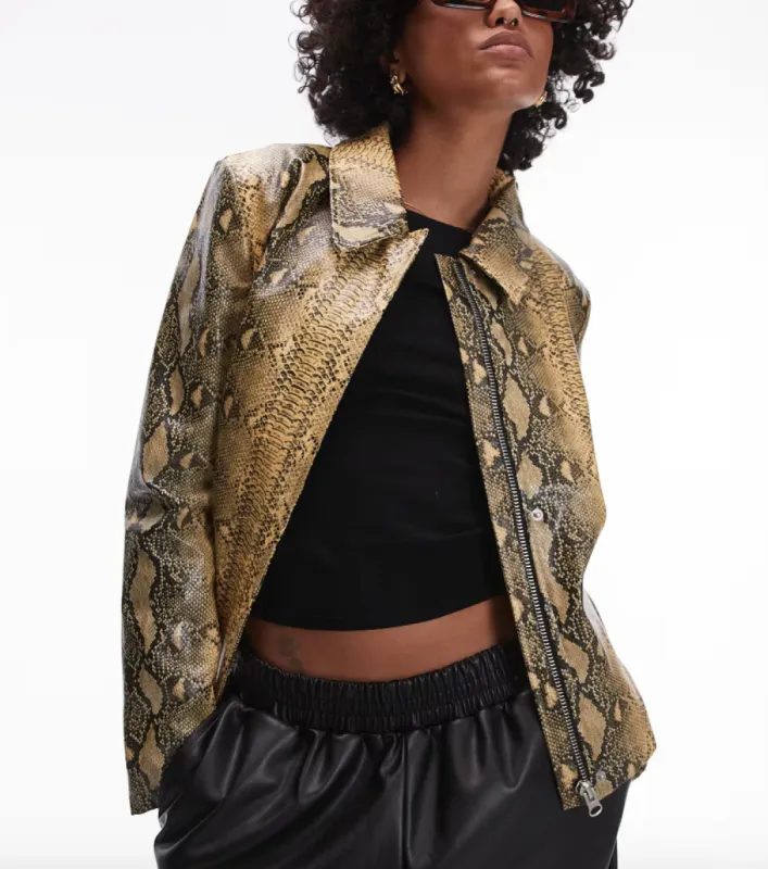 Topshop faux leather snake jacket sold by DYLANLEX
