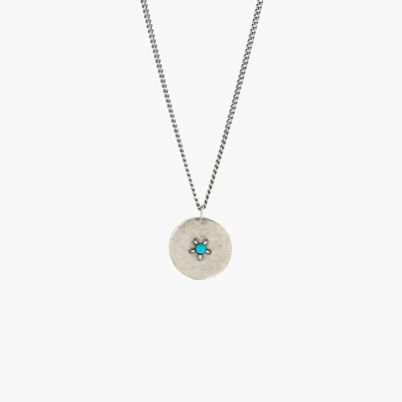 Sterling Silver Modern Medallion Necklace with Turquoise sold by Degs & Sal