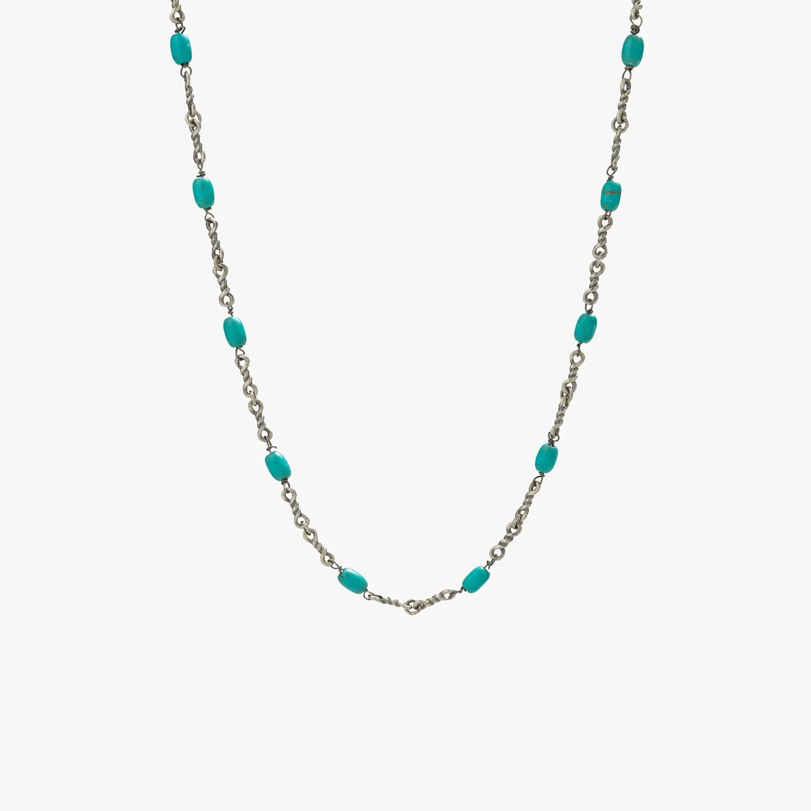 Sterling Silver Turquoise Twisted Cable Chain Necklace sold by Degs & Sal