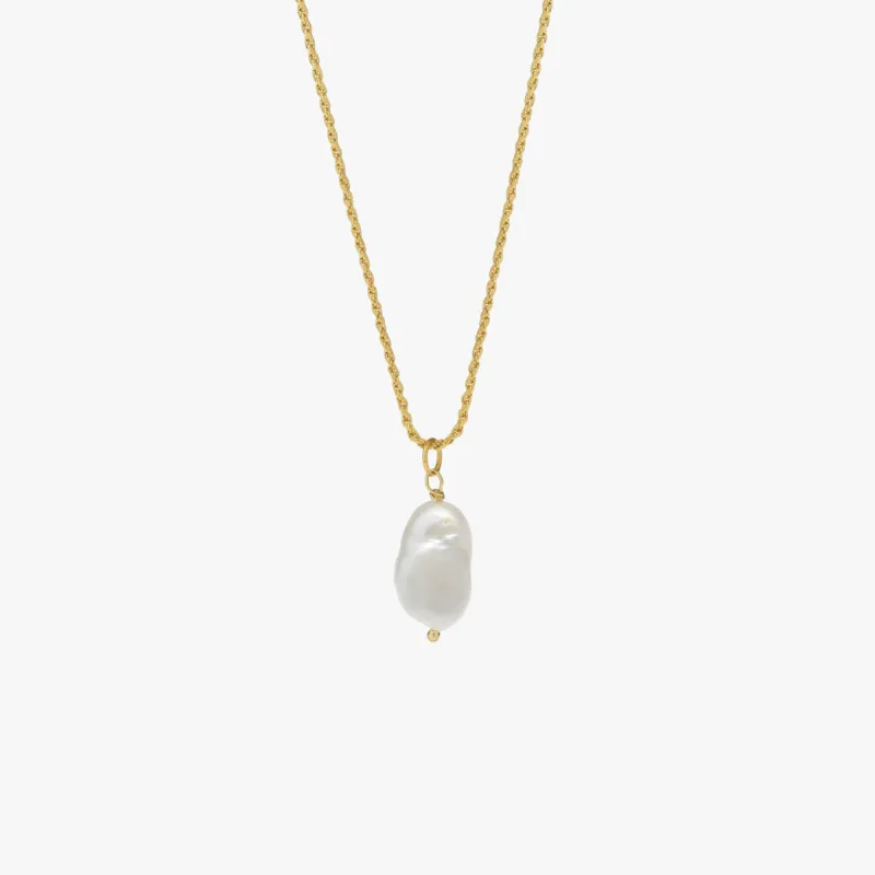 Gold Pearl Pendant Necklace sold by Degs & Sal