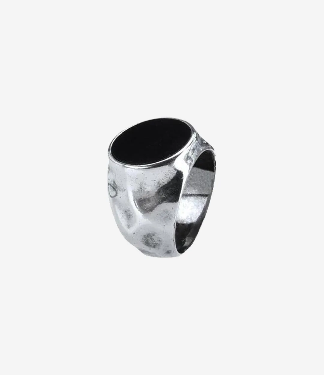 Sterling Silver Hammered Signet Ring with Black Onyx Stone sold by Degs & Sal product image thumbnail 3