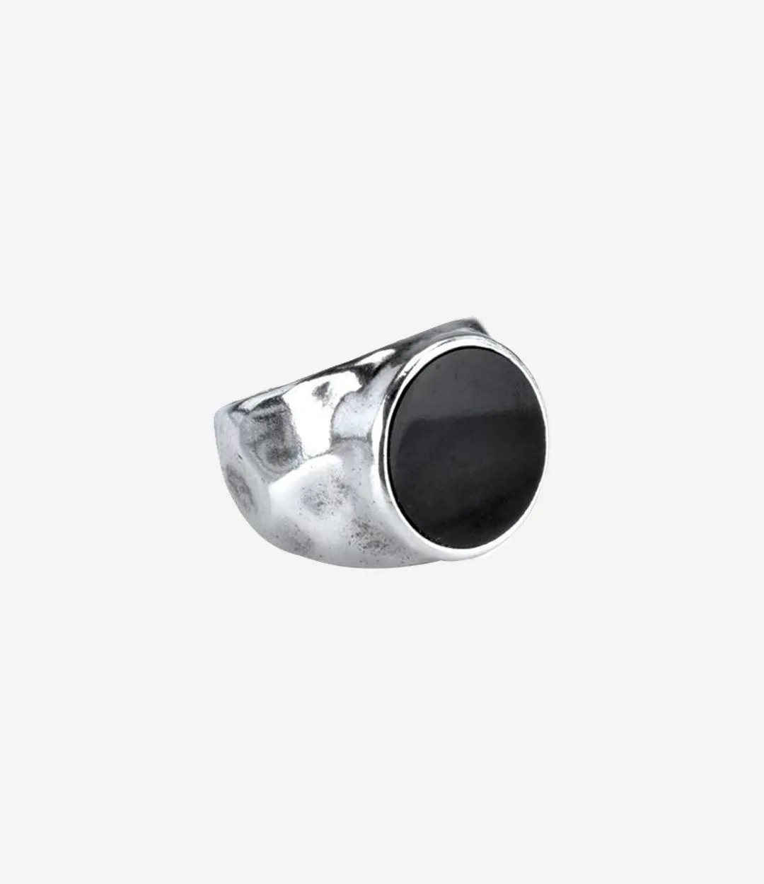 Sterling Silver Hammered Signet Ring with Black Onyx Stone sold by Degs & Sal product image thumbnail 4