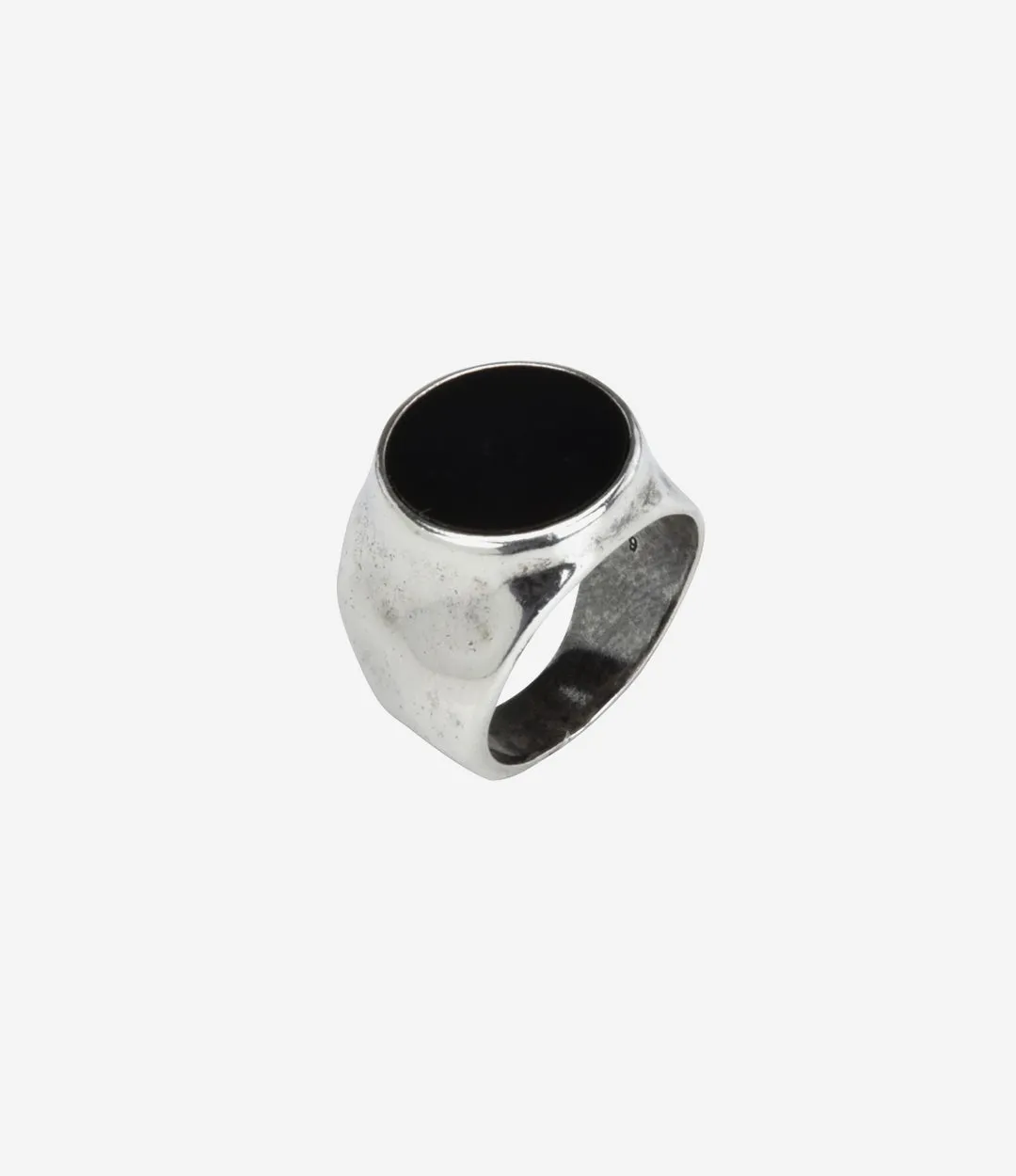 Sterling Silver Hammered Signet Ring with Black Onyx Stone sold by Degs & Sal