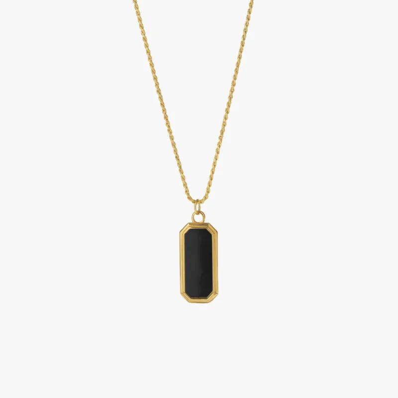 Gold Frame Pendant Necklace with Black Onyx sold by Degs & Sal