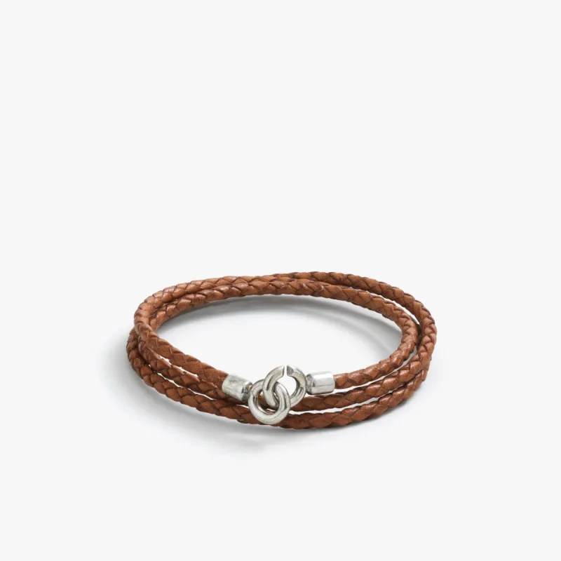 Sterling Silver 3MM Saddle C Clasp Braided Leather Bracelet sold by Degs & Sal