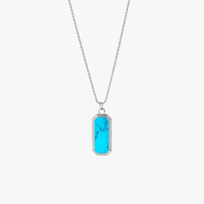 Sterling Silver Frame Pendant Necklace with Turquoise made by Degs & Sal