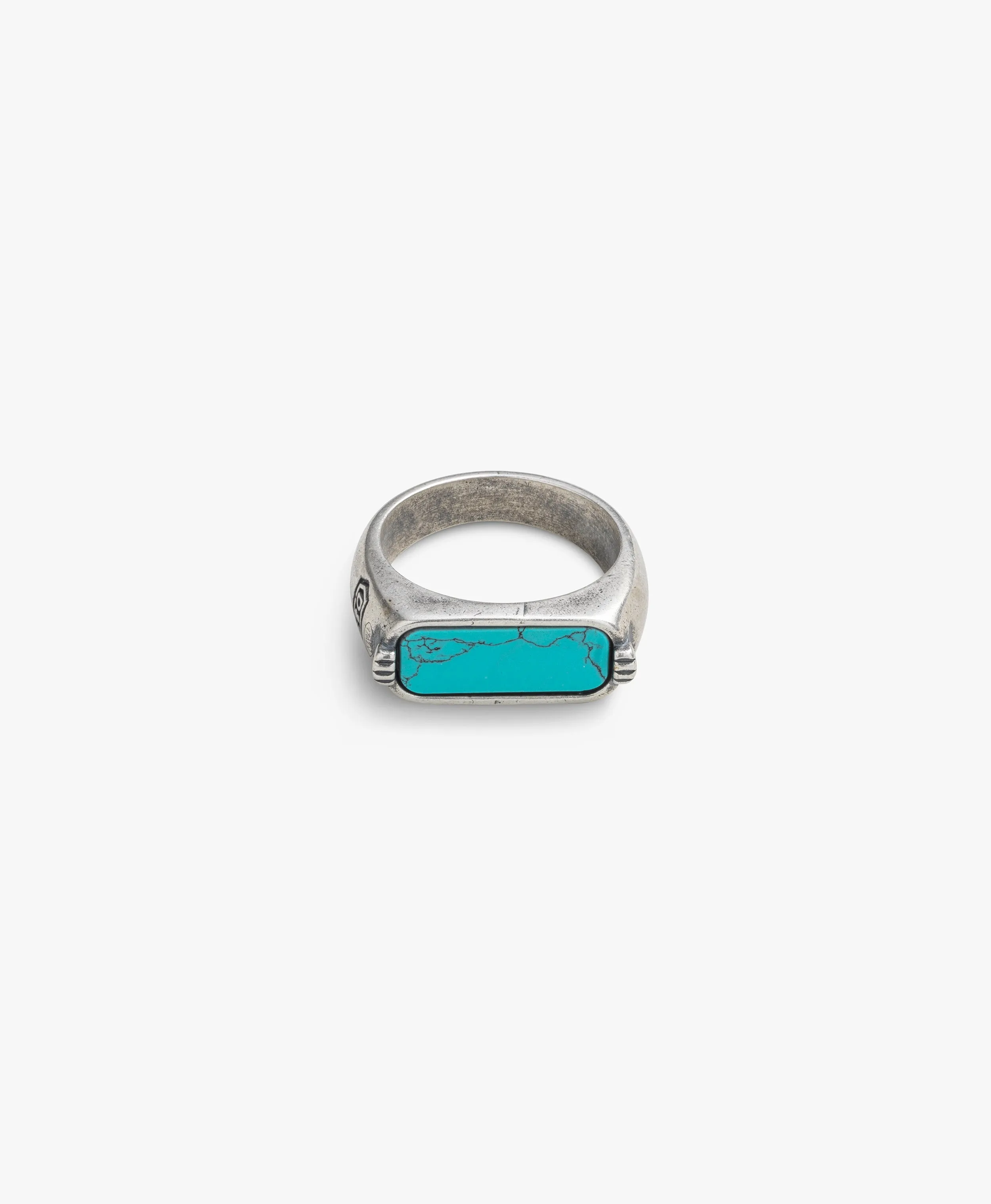 Sterling Silver Turquoise Horizontal Signet Ring sold by Degs & Sal product image thumbnail 2
