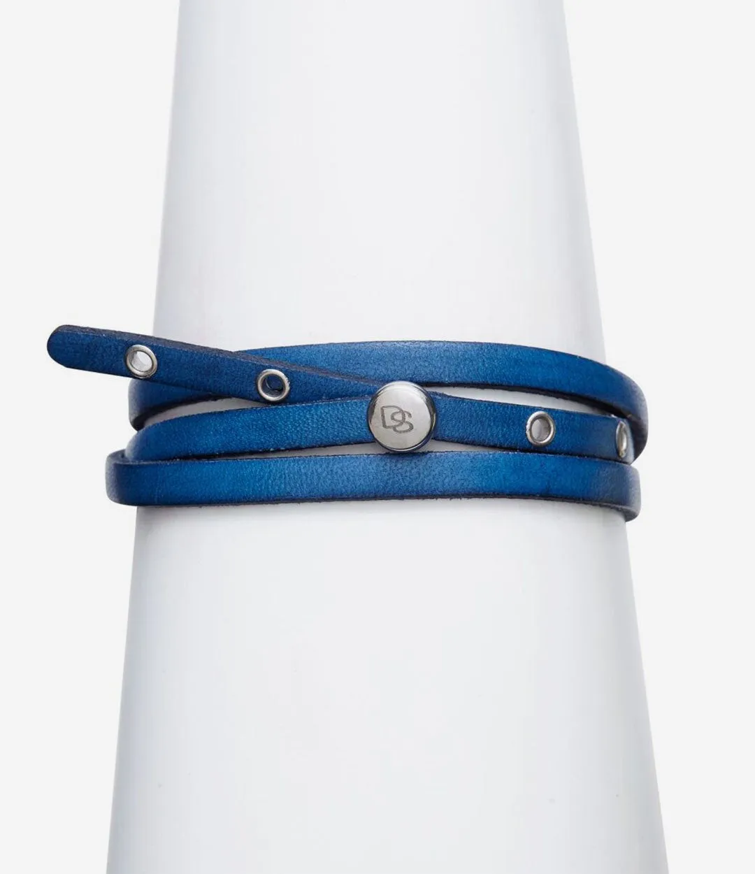 Sterling Silver Blue Leather Adjustable Strap Bracelet sold by Degs & Sal