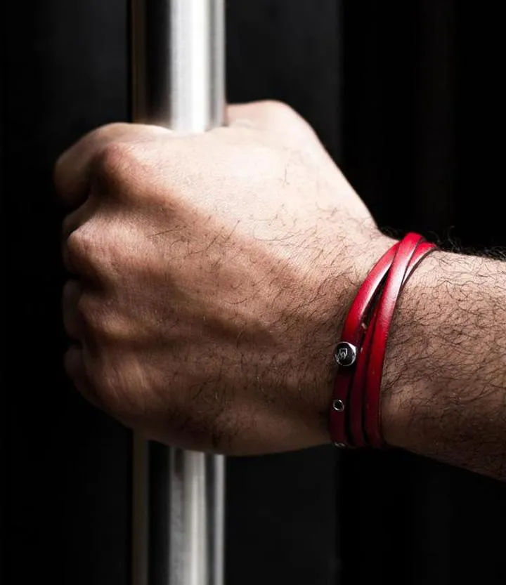 Sterling Silver Red Leather Adjustable Strap Bracelet sold by Degs & Sal product image thumbnail 3