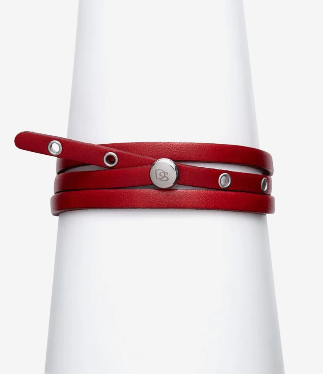 Sterling Silver Red Leather Adjustable Strap Bracelet sold by Degs & Sal