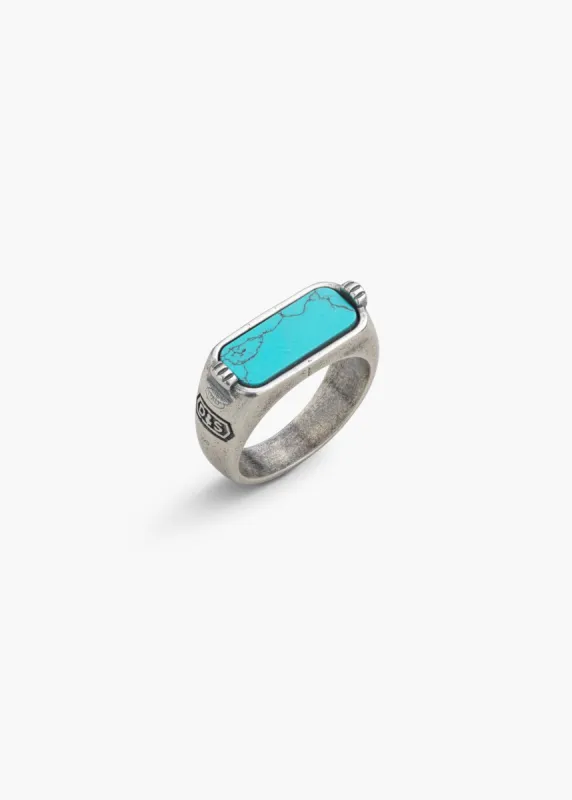 Sterling Silver Turquoise Horizontal Signet Ring - PRIVATE SALE sold by Degs & Sal