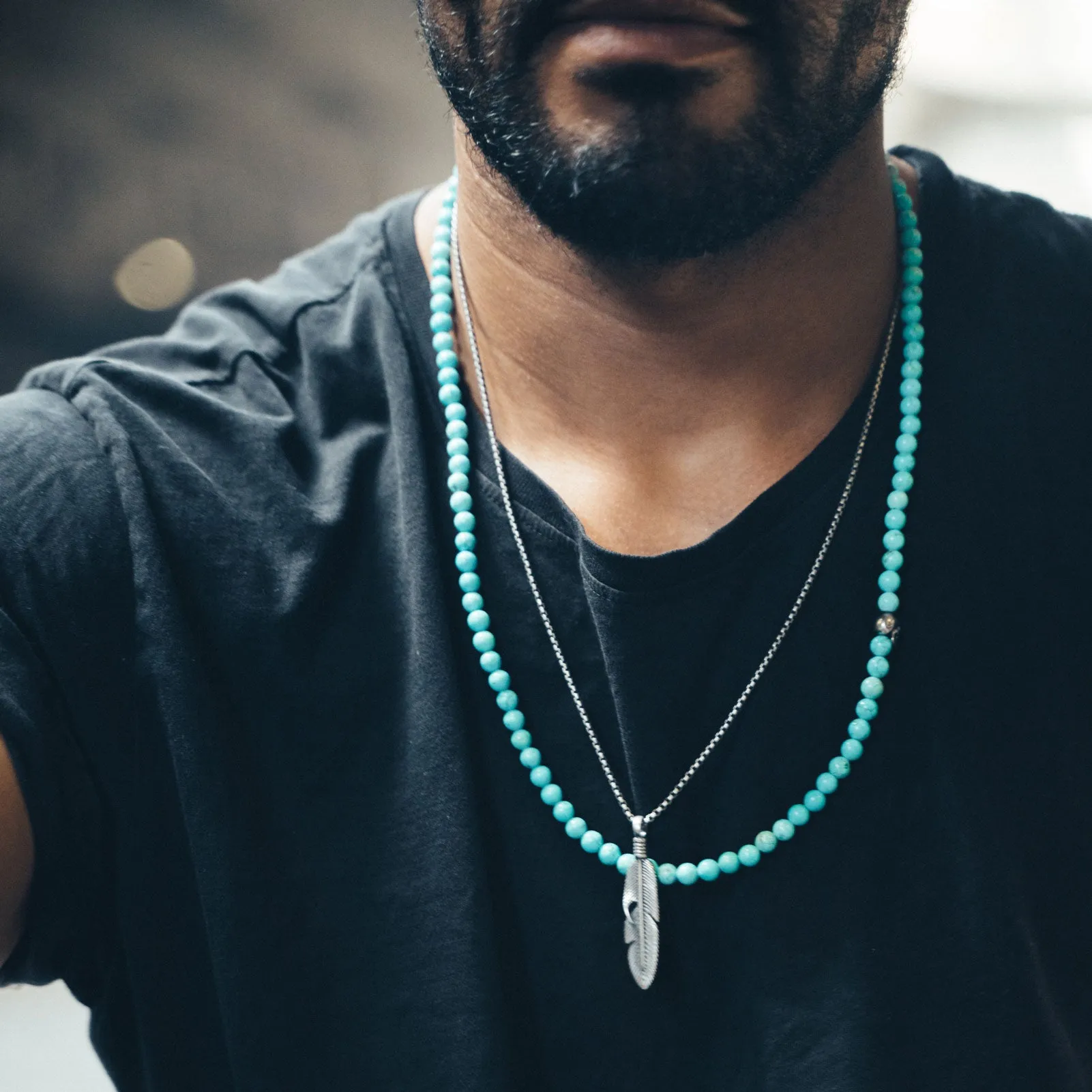 Sterling Silver & Turquoise Beaded Necklace - 24 inch - PRIVATE SALE sold by Degs & Sal product image thumbnail 2