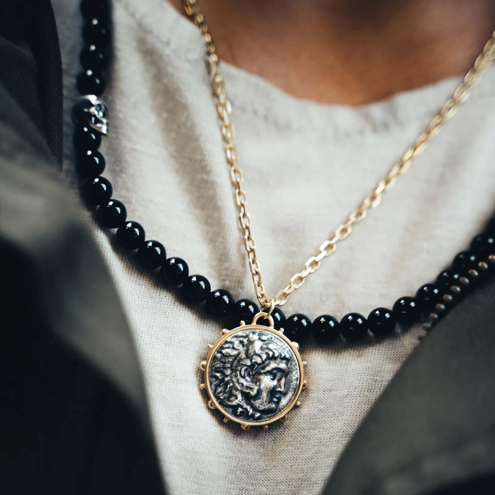 Sterling Silver & Black Onyx Beaded Necklace - PRIVATE SALE sold by Degs & Sal product image thumbnail 4