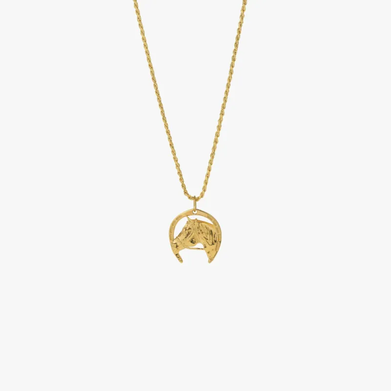 Gold Lucky Horseshoe Pendant Necklace - 24 inch - PRIVATE SALE sold by Degs & Sal