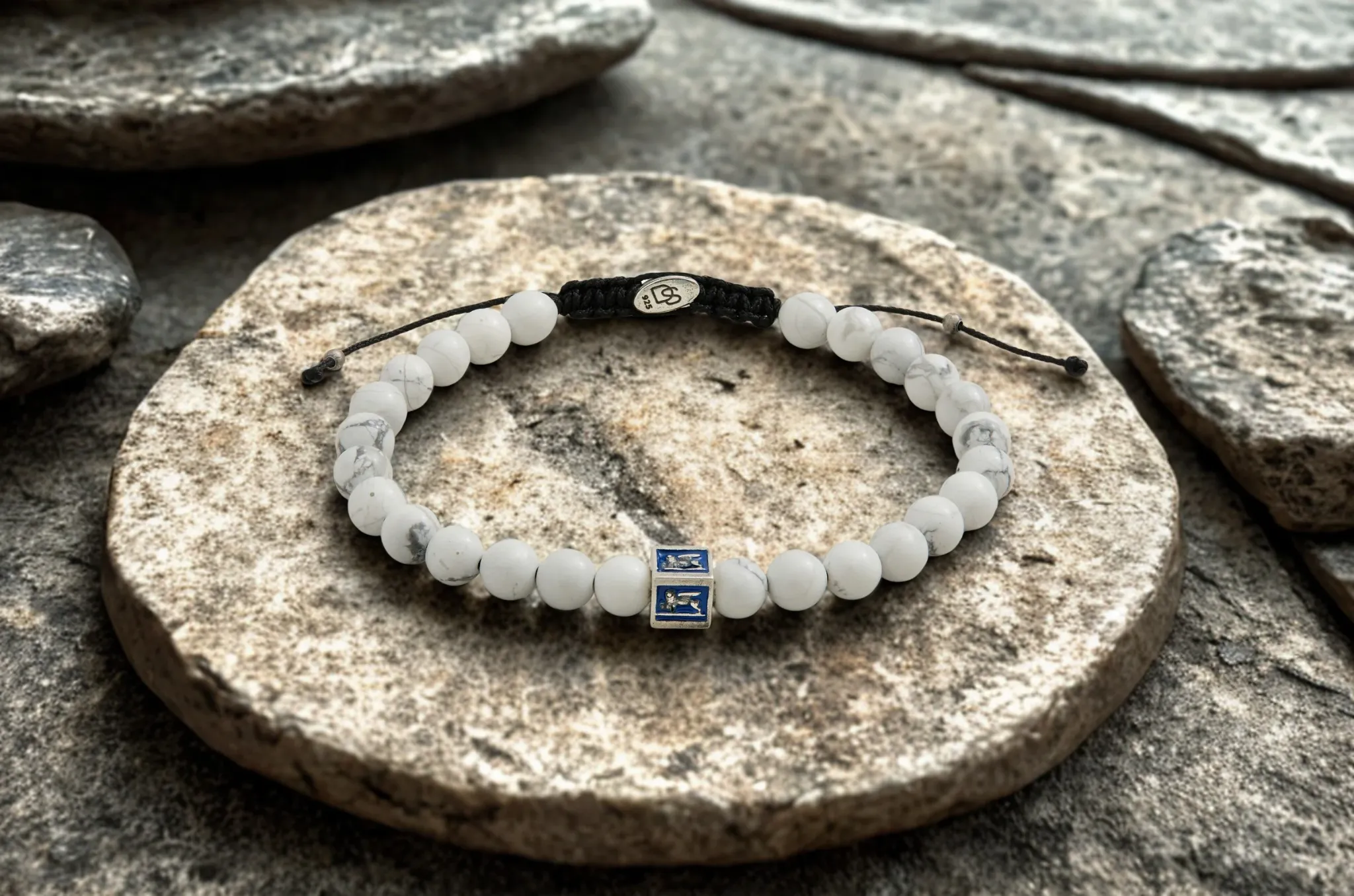 Royal Blue Venetian Lion Bracelet with Howlite Beads sold by Degs & Sal product image thumbnail 2