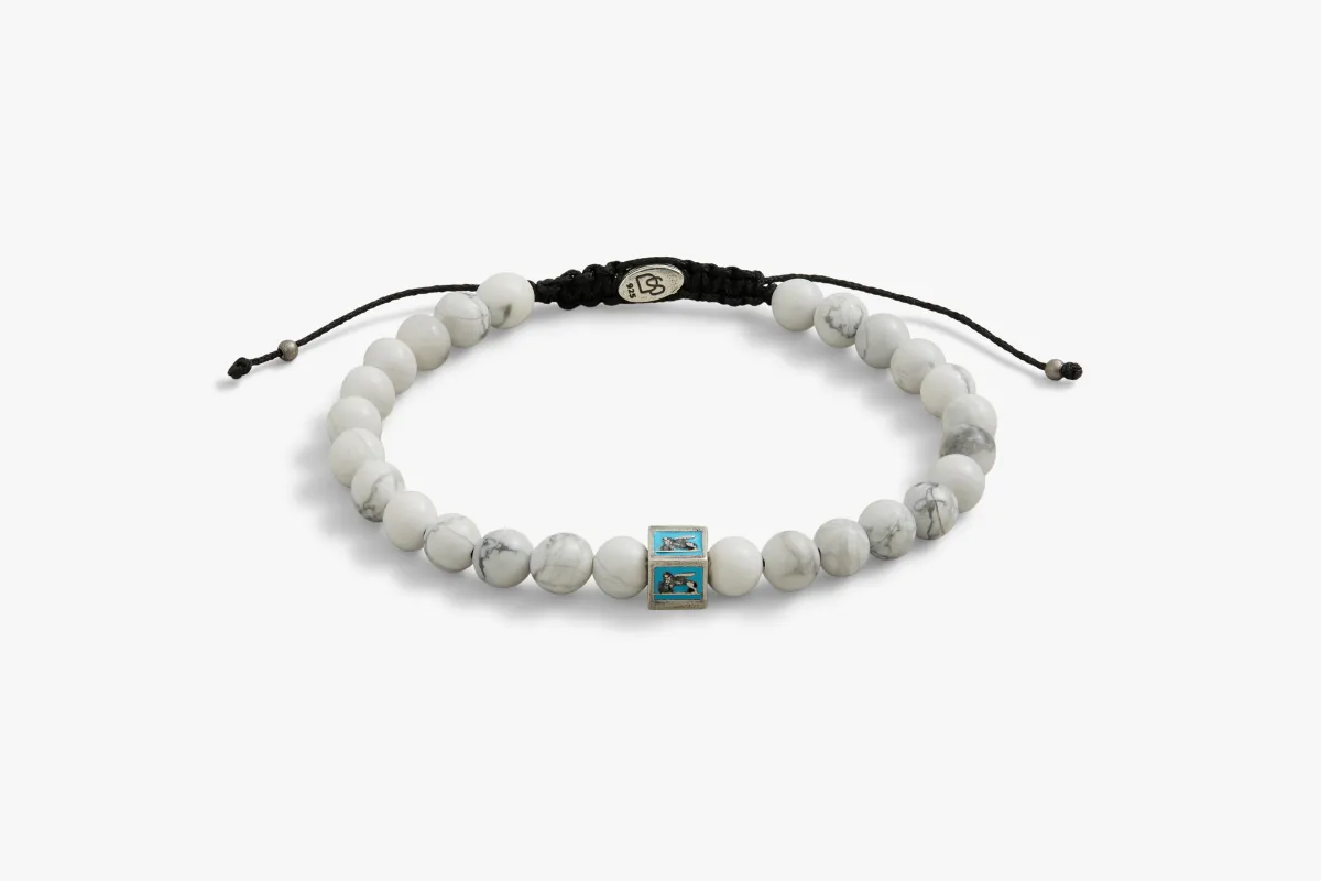 Turquoise Venetian Lion Bracelet with Howlite Beads sold by Degs & Sal