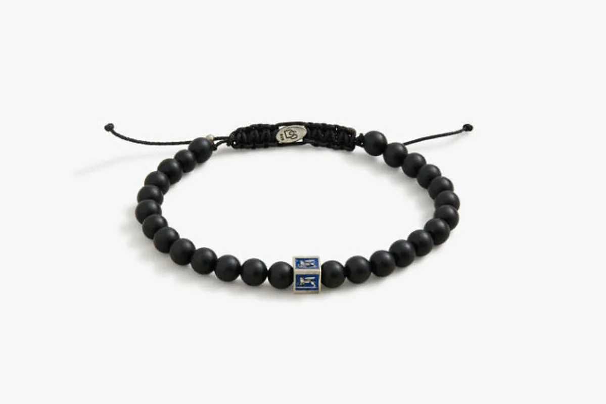 Royal Blue Venetian Lion Bracelet with Black Onyx Beads sold by Degs & Sal