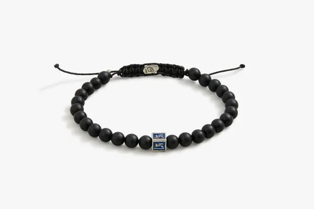 Royal Blue Venetian Lion Bracelet with Black Onyx Beads sold by Degs & Sal