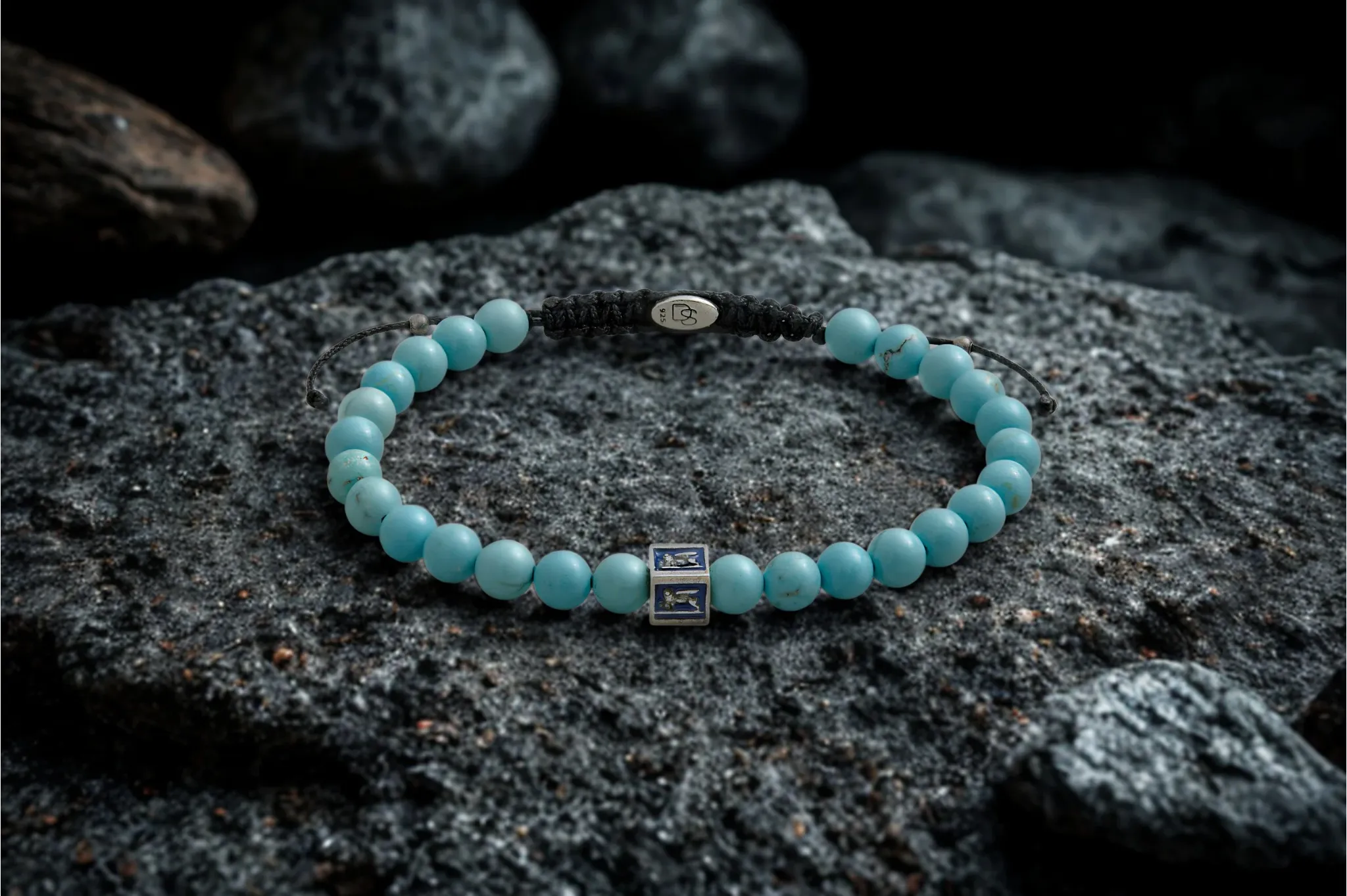 Royal Blue Venetian Lion Bracelet with Turquoise Beads sold by Degs & Sal product image thumbnail 2