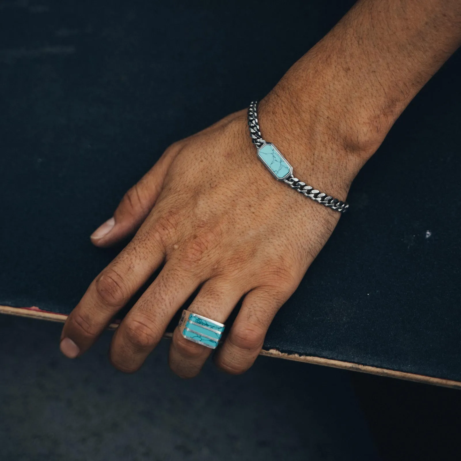 Sterling Silver Frame Chain Bracelet with Turquoise - Private Sale sold by Degs & Sal product image thumbnail 4