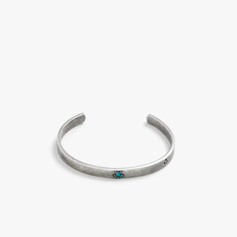 Sterling Silver Modern Hieroglyphics Cuff with Turquoise - Private Sale sold by Degs & Sal