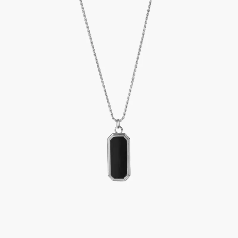Sterling Silver Frame Pendant Necklace with Black Onyx - 24 inch - PRIVATE SALE sold by Degs & Sal