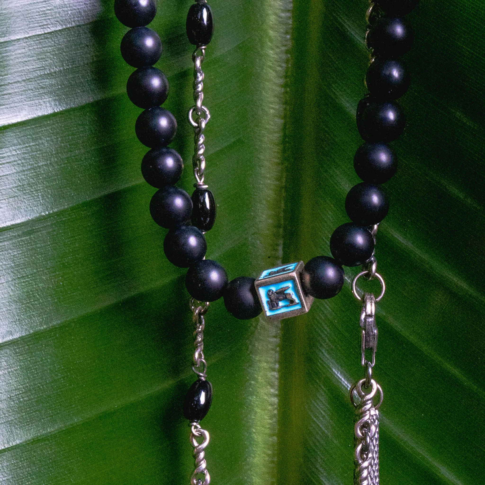 Turquoise Venetian Lion Bracelet with Black Onyx Beads - PRIVATE SALE sold by Degs & Sal product image thumbnail 4