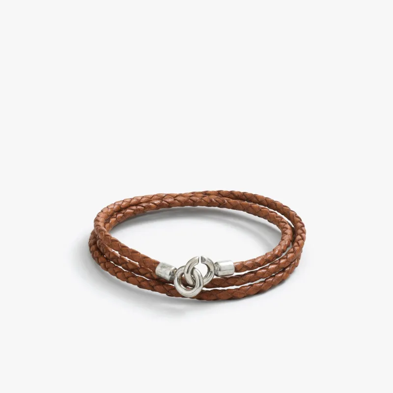 Sterling Silver 3MM Saddle C Clasp Braided Leather Bracelet - PRIVATE SALE sold by Degs & Sal