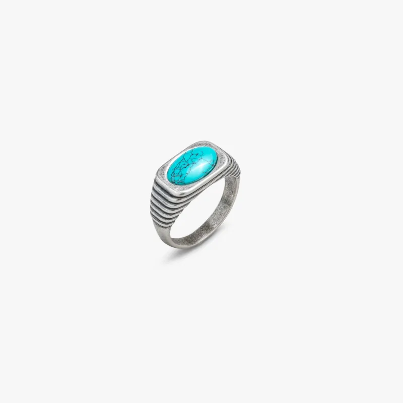 Turquoise Ring with Fluted Band sold by Degs & Sal