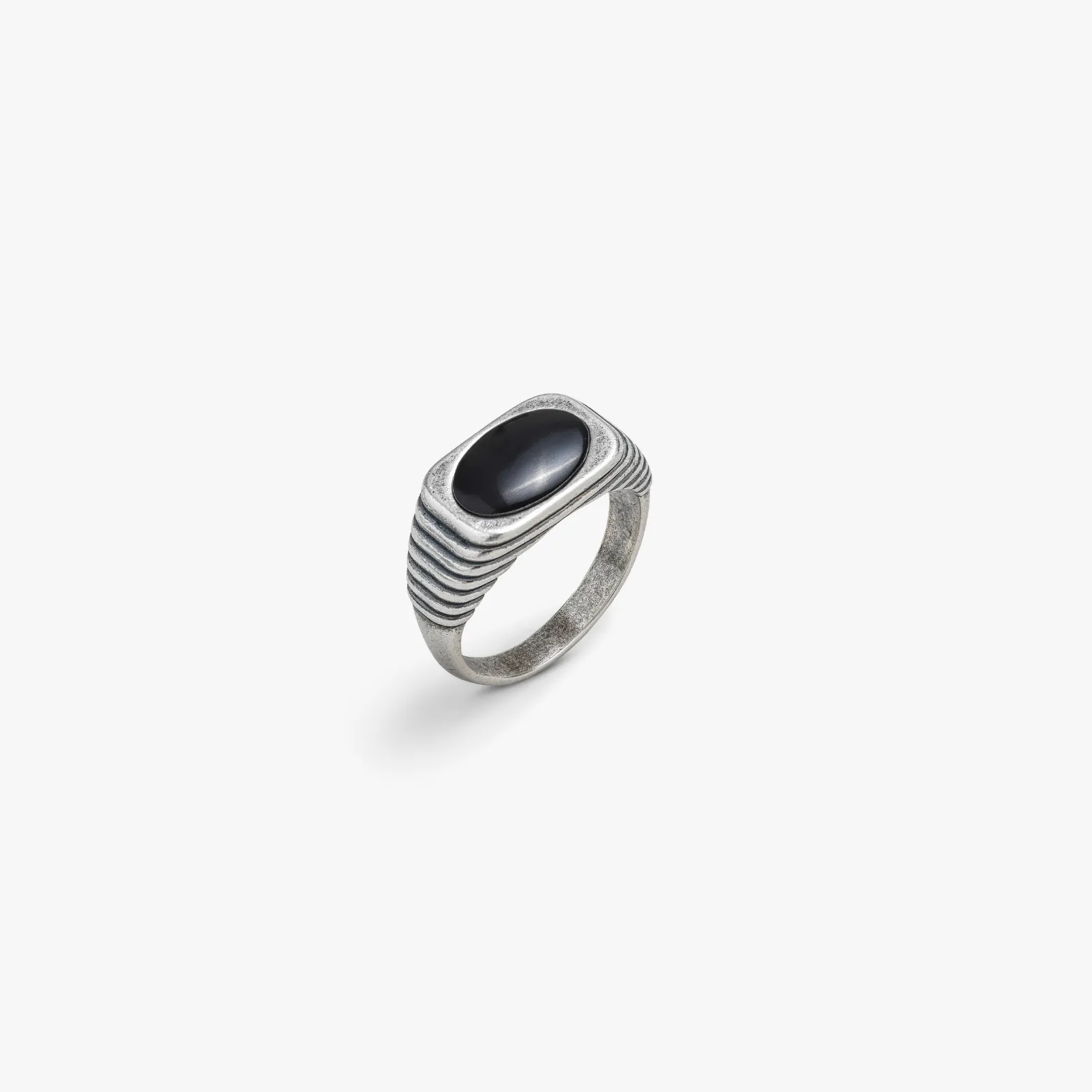 Black Onyx Ring with Fluted Band sold by Degs & Sal