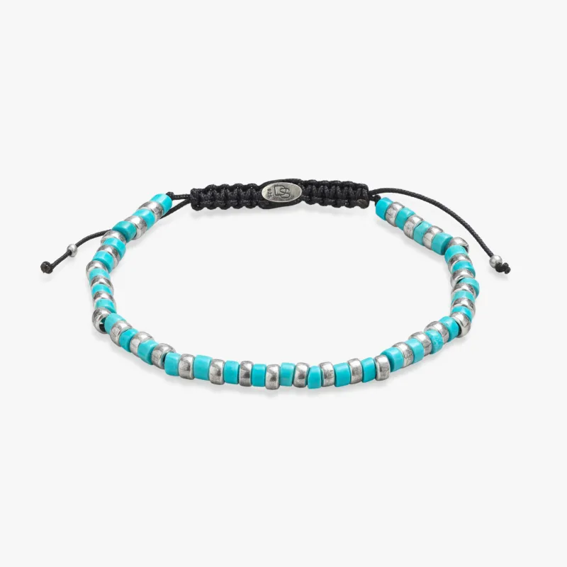 Turquoise and Silver Cylinder Bracelet sold by Degs & Sal