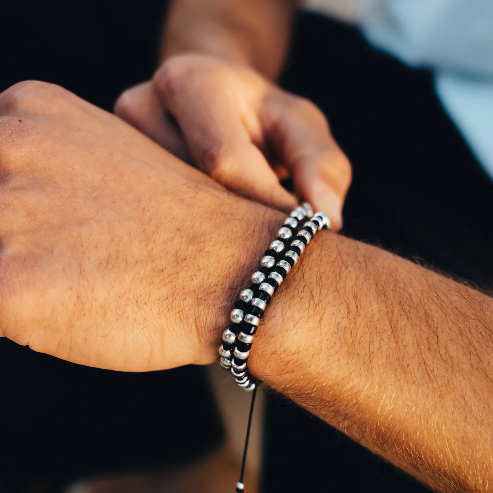 Black and Silver Cylinder Bracelet sold by Degs & Sal product image thumbnail 2