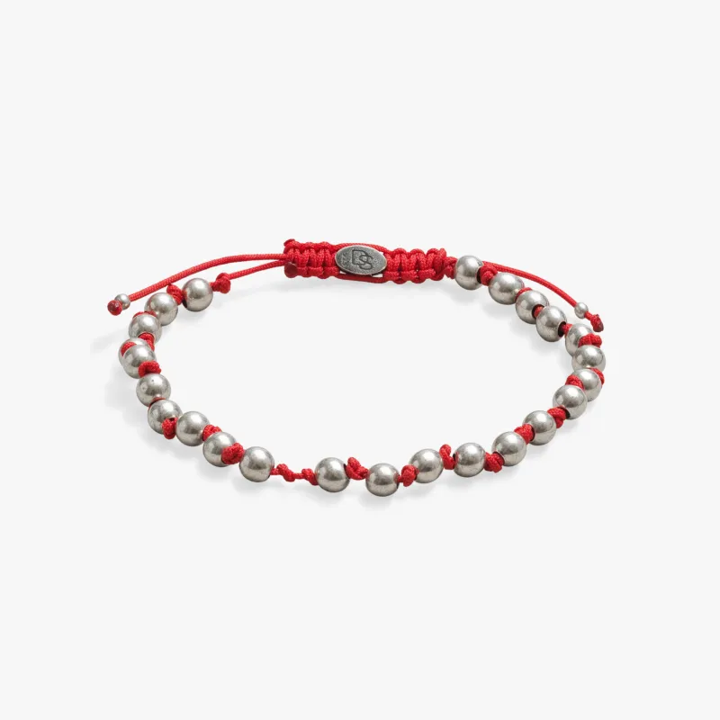 Silver Bead Red Cord Bracelet sold by Degs & Sal