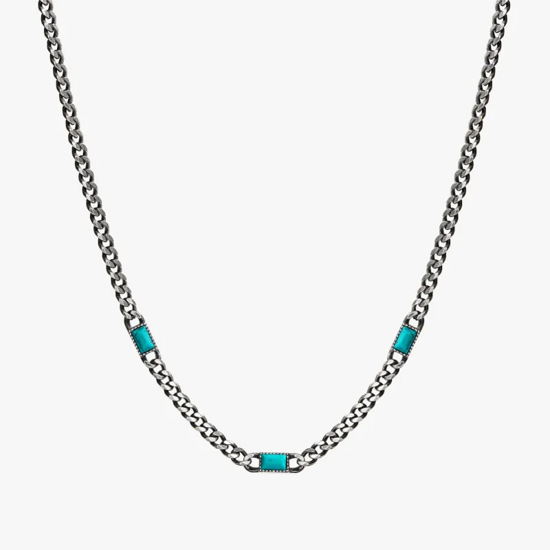 Silver Cuban Chain with Turquoise sold by Degs & Sal