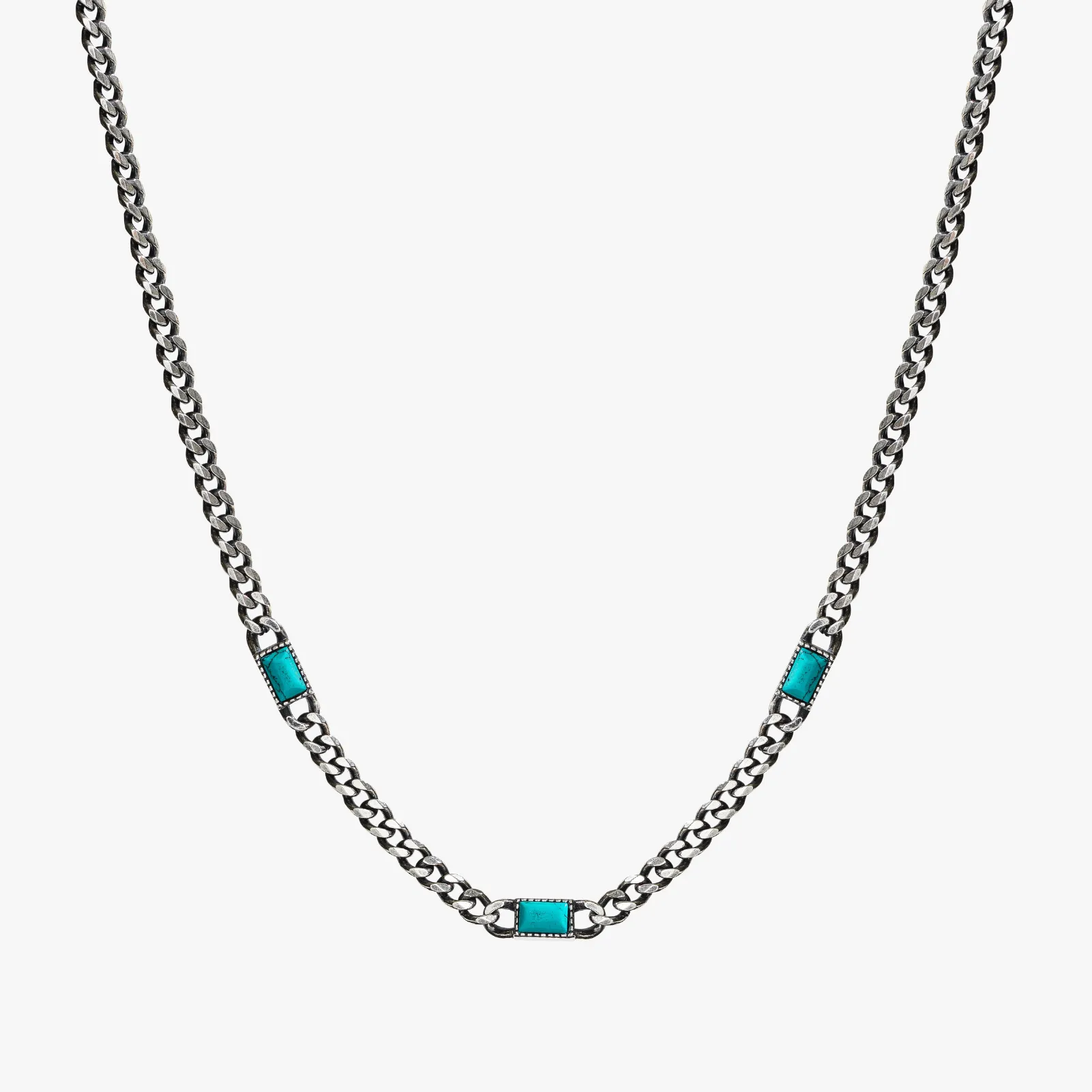 Silver Cuban Chain with Turquoise sold by Degs & Sal