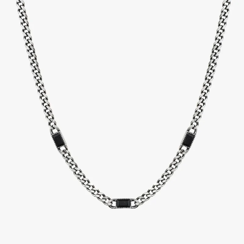 Silver Cuban Chain with Black Onyx sold by Degs & Sal