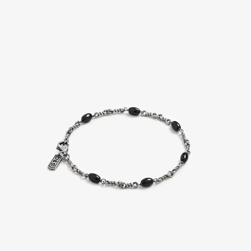Sterling Silver Black Onyx Twisted Cable Chain Bracelet - Medium and Large - Private Sale made by Degs & Sal