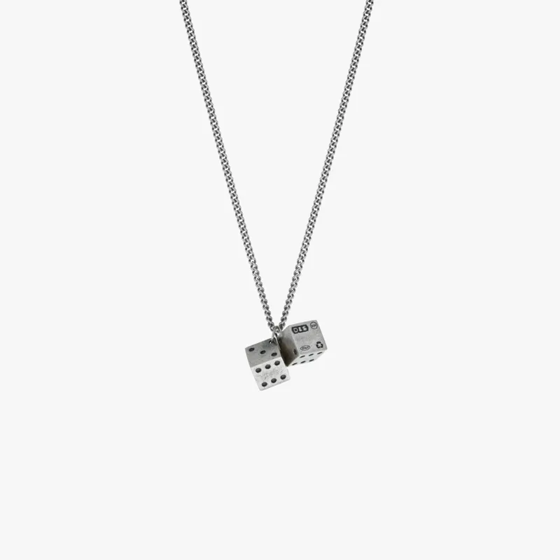 Sterling Silver Lucky Dice Necklace - 24 inch - PRIVATE SALE made by Degs & Sal