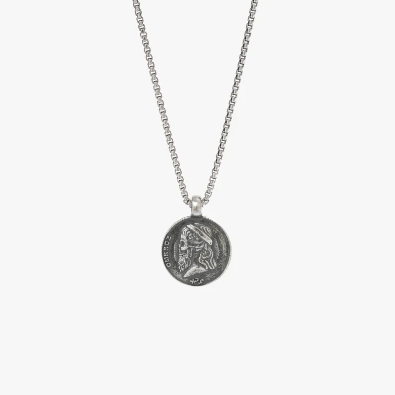 Sterling Silver Ancient Greek Skull Coin Necklace - 24 inch - Private Sale made by Degs & Sal