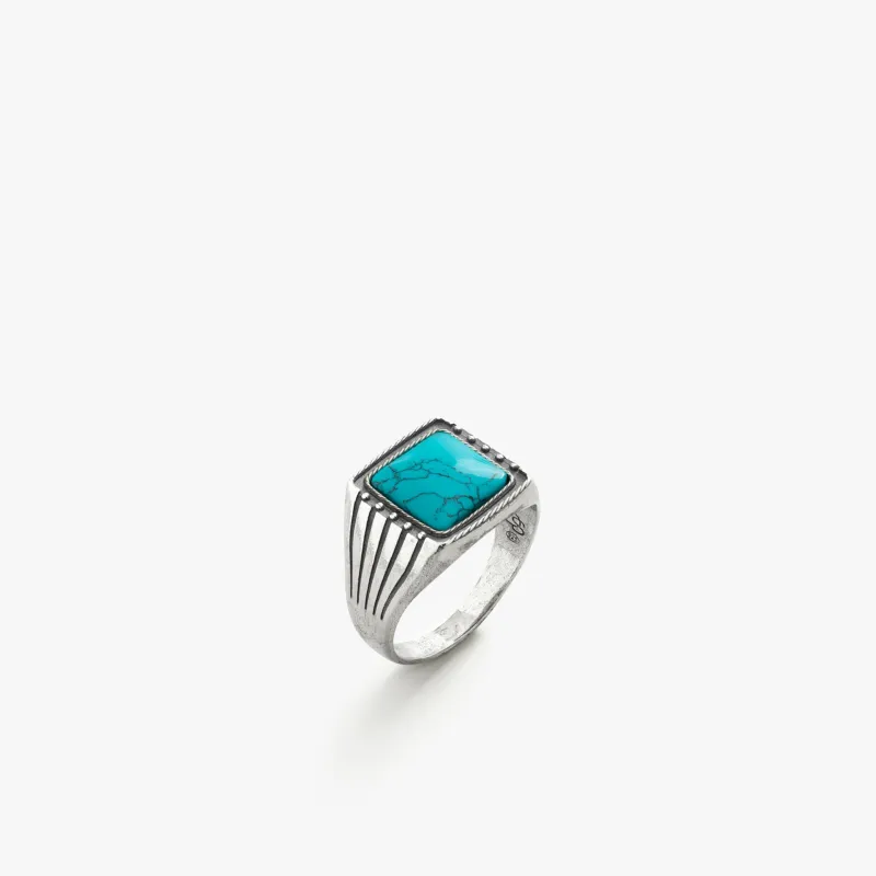 Sterling Silver Easy Rider Ring with Turquoise Stone - BOGO made by Degs & Sal