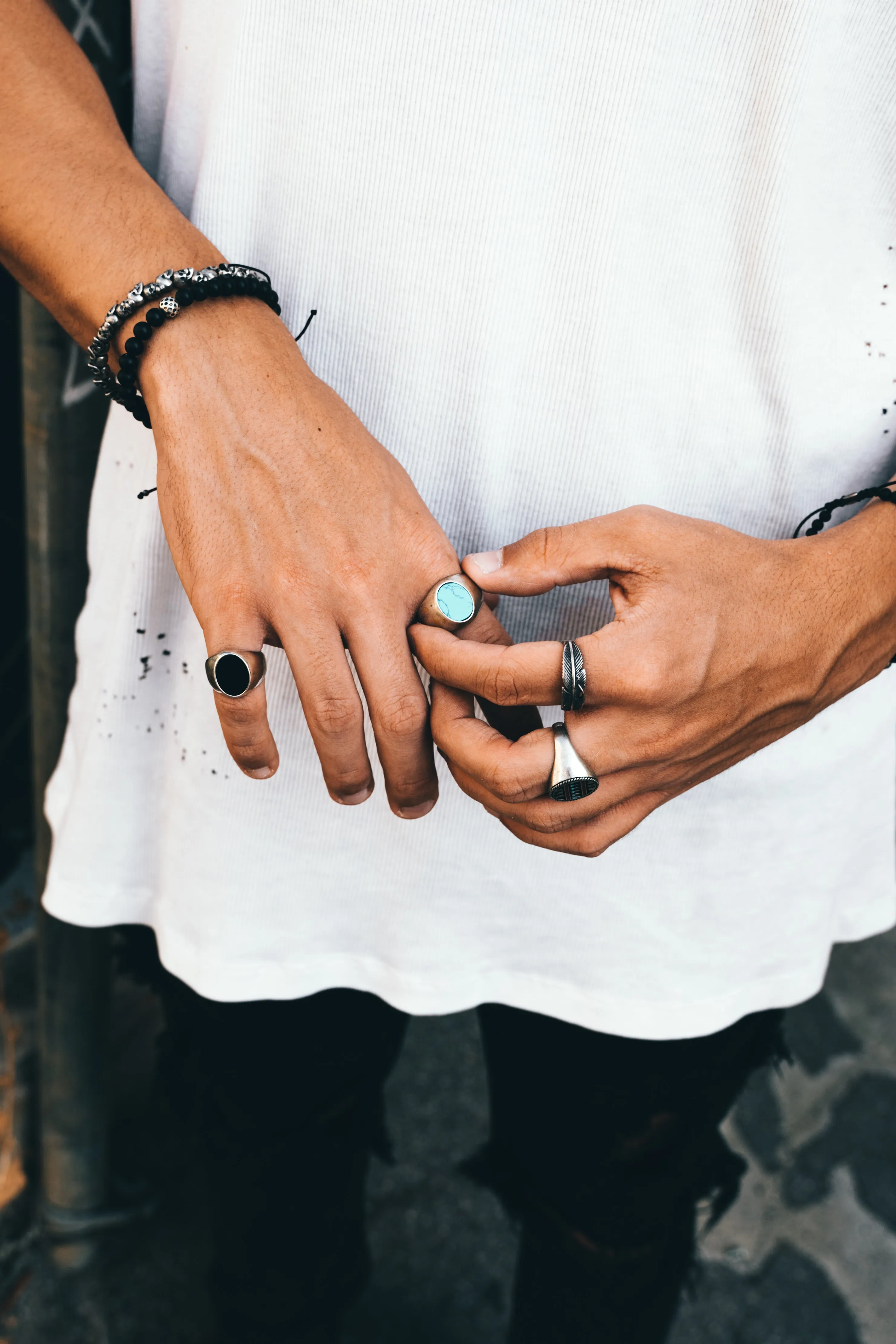 Sterling Silver Smooth Signet Ring with Turquoise Stone - BOGO sold by Degs & Sal product image thumbnail 2