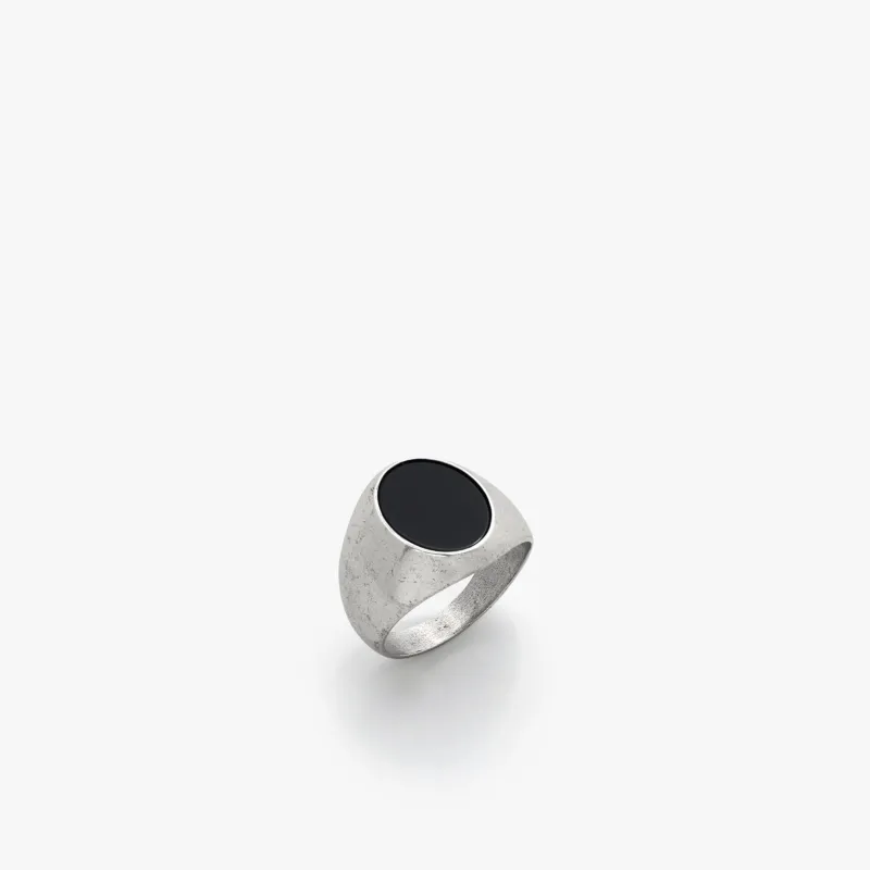 Sterling Silver Smooth Signet Ring with Black Onyx Stone - BOGO made by Degs & Sal