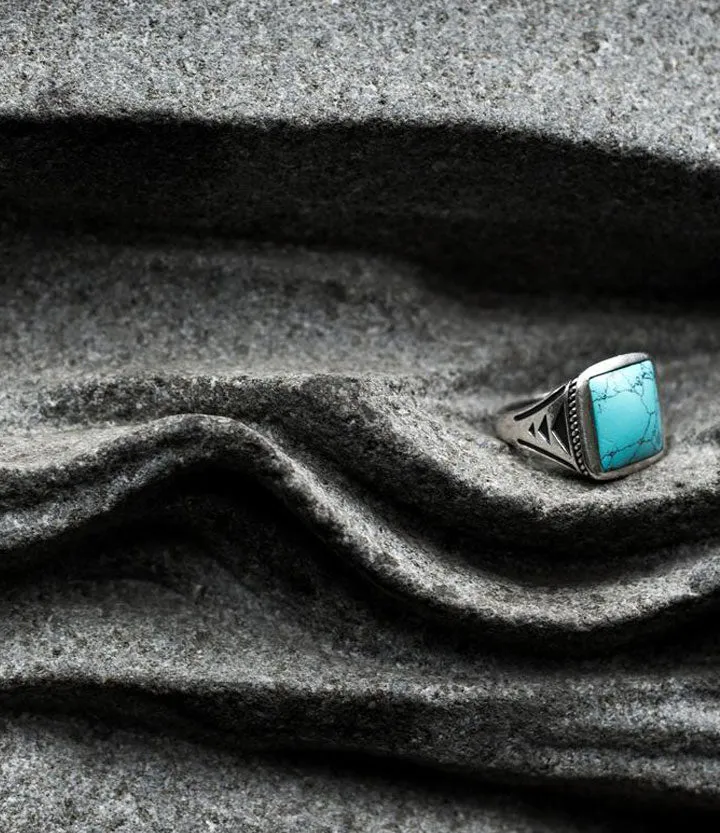 Sterling Silver Vintage Turquoise Signet Ring - BOGO sold by Degs & Sal product image thumbnail 3