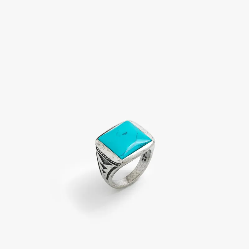 Sterling Silver Vintage Turquoise Signet Ring - BOGO made by Degs & Sal